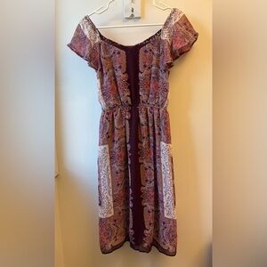 Monteau Los Angeles Burgundy/Lavender Paisley Dress
